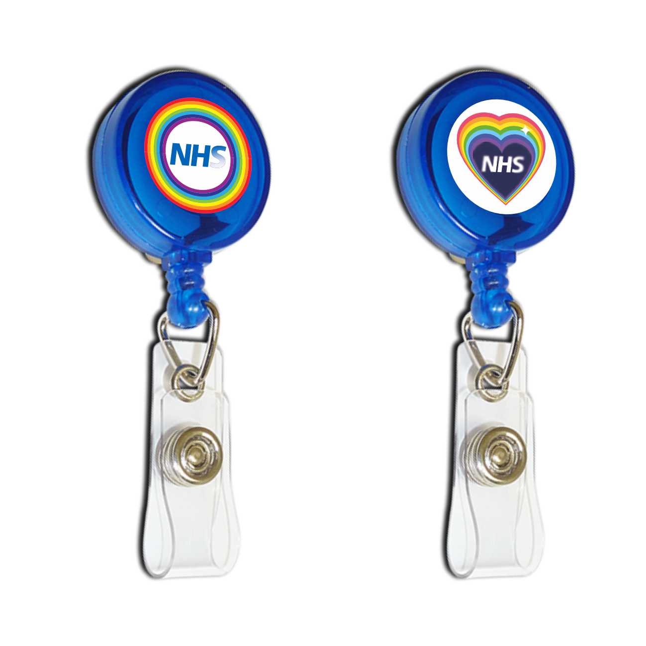 NHS Mini Badge Reel with Rainbow Heart or Circle design Customcard Ltd